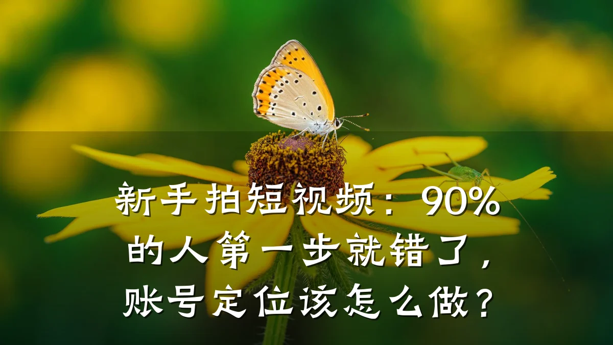 新手拍短视频:90%的人第一步就错了,账号定位该怎么做?